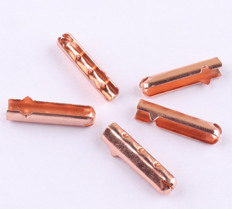 Rose Gold Shoelace Bullets Shoelace Tips 4 mm Metal Tube Clasps Shoelace Cord Finish Ends Metal End Tips End Stopper image 3