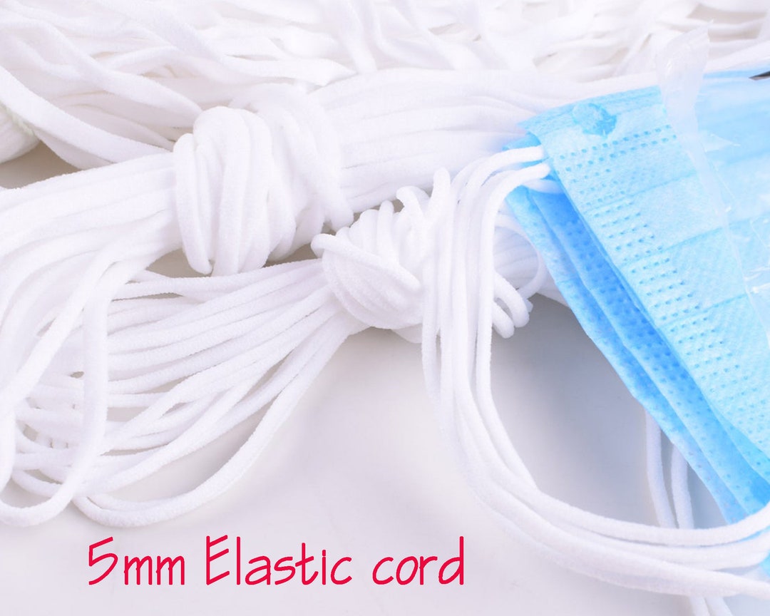 5mm White Elastic Bands Stretch Cotton String,soft White Flat Rope for