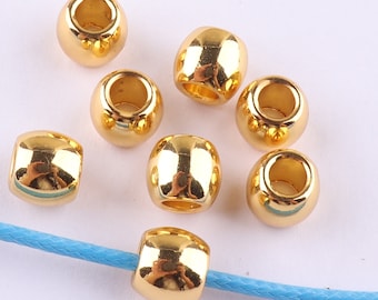 4 mm Metal Beads Stopper Cord Lock Stopper gold Cord Toggle Lock Rope Lock Buckle Purse Closures or decor