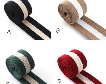 1 1/2 '' Color Cotton webbing Stripe Webbing Fabric belt Webbing for Key Fobs Strap ,Purse Straps,Dog collar webbing by the yards