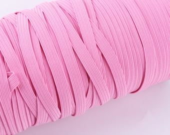 Elastic Band 6mm - Elastic Cord For Masks - Pink Flat Elastic ribbon yards 1/4" - Elastic For Sewing Clothing Face Mask and Crafts