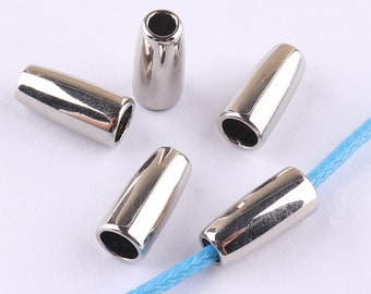 6/10 Pcs Silver Metal Craft Cord Locks End Tips,Rope End Connector Buckle Replacement DIY,Cord End Buckle Cap Rope Buckle-5 mm