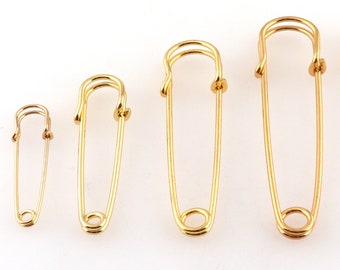 Gold Safety pins Large Brooch pins Metal Necklace Jewelry Earring pins for Women Girl Decoration accessories Kilt Pins 30pcs