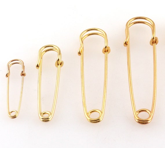 Gold Safety Pins Large Brooch Pins Metal Necklace Jewelry 