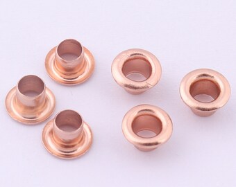 Ojales de 100/200 Uds., remaches de metal de 4 mm de oro rosa para artesanía de cuero/zapatos/ropa de lona, suministro de ojales de Metal