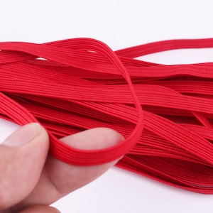 Hantering samma dag!! 10 meter längd 1/4 tum bredd flätat resårband röd elastisk snöre elasticitet stickning sömnad pyssel gör-det-själv masktillverkning