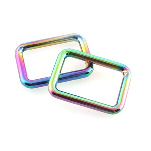 Adjustable Belt Buckle rainbow/silver metal buckle 25-40MM Zinc alloy Rectangle Purse clasp Buckle Loop Slide Buckle Purse Craft Accessories image 4