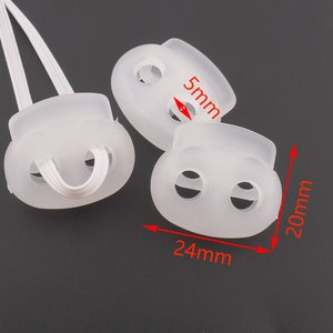 1''inch Clear Elastic Cord Lock Plastic Elastic String Fastener Spring Cord Lock Adjuster for Mask Single Hole Stopper for 5mm Elastic Cord image 3