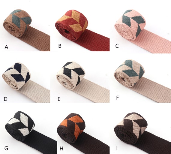 1 1/2inch Cotton Webbing Striped Polyester webbing 38mm with diamond pattern in various colors Dog collar  Webbing Strap