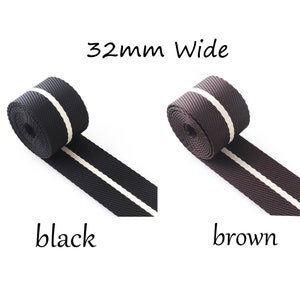 Sangle en nylon de 32 mm Sangle de collier pour animal de compagnie Sangle de sac en nylon à rayures noires / brunes cerclage pour la fabrication de sacs, collier de chien, sangle de ceintures Par les yards