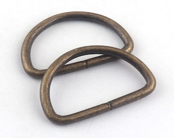 10pcs-50pcs Hebillas de anillo en D no soldadas de metal de bronce antiguo para el ajuste de la ropa de la correa de la correa del bolso de mano y la conexión de la correa D rings-20mm
