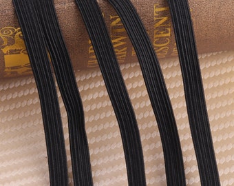 Fascia elastica elasticizzata di colore nero da 8 mm, cintura elastica piatta pantaloni elastici accessori per abbigliamento con cordino elastico in vita-10/20/50 iarde