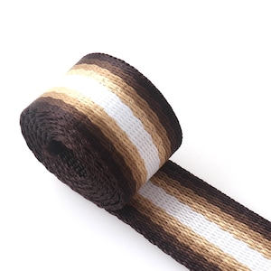 25mm Braunes Streifen Gurtband 1 &#39;&#39; Baumwolle Gurtband für Tragetasche Gurt Streifen Gurtband Hundehalsband Schlüsselanhänger Gurt Taschengurt Stoffgürtel Schüttgut
