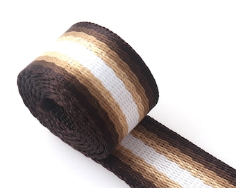 25mm Brown Stripe Webbing 1'' Cotton Webbing voor Tote bag strap Stripe Webbing Dog Collar Key fobs strap Bag strap Fabric belt op maat gesneden