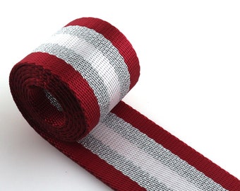 1.5 inch Nylon Red striped webbing heavyweight Webbing bag strapping for bag making,pet collar, belts webbing By the yards
