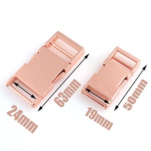 Rose gold zinc alloy contour buckle 19/24mm side Release Buckle Belt Buckle Backpack Buckle,Dog Collar Belt Parachute Strap Webbing hardware