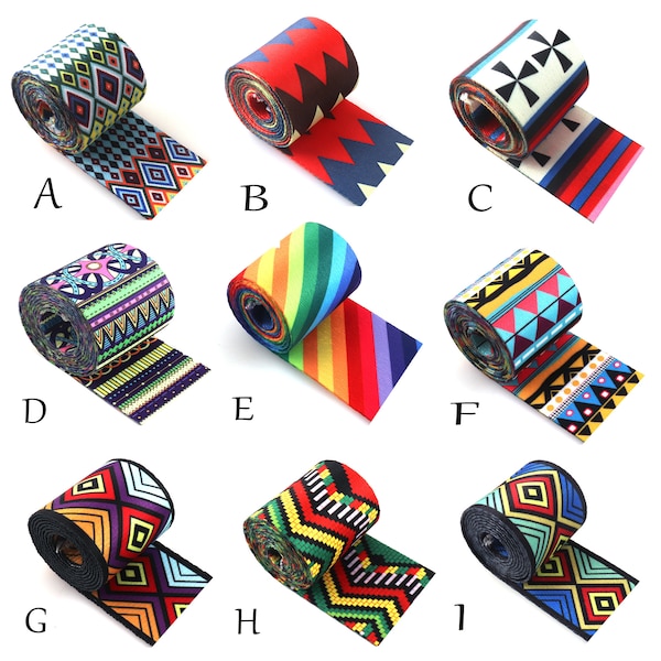 50mm Embroidery Jacquard Webbing Colorful Polyester Webbing Purse Strap Bag Straps for Key Fob Webbing Belt Supplies Dog Collar webbing