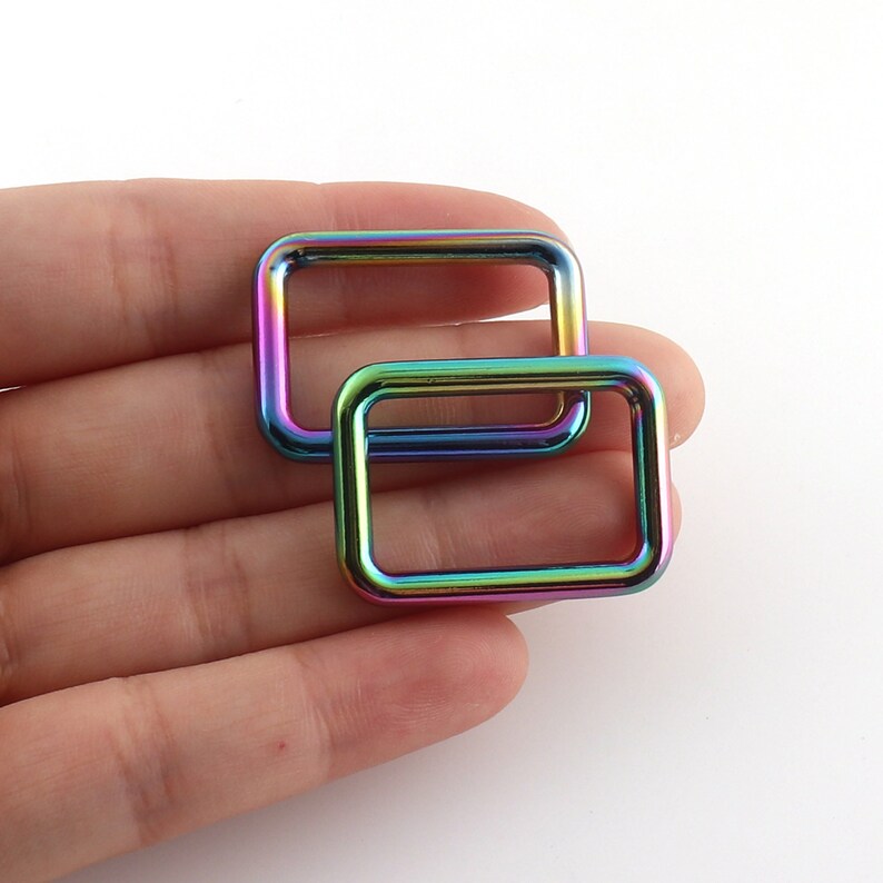 Adjustable Belt Buckle rainbow/silver metal buckle 25-40MM Zinc alloy Rectangle Purse clasp Buckle Loop Slide Buckle Purse Craft Accessories image 6