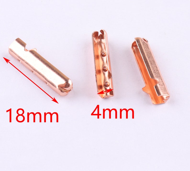 Rose Gold Shoelace Bullets Shoelace Tips 4 mm Metal Tube Clasps Shoelace Cord Finish Ends Metal End Tips End Stopper image 4