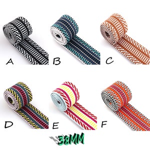 Multicolor 1.5 inches Retro Ethnic Style  Striped Cotton Webbing Belt Dog Collar  DIY Webbing Garment Textile Sewing Accessories by the yard