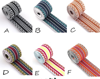 Multicolor 1.5 inches Retro Ethnic Style  Striped Cotton Webbing Belt Dog Collar  DIY Webbing Garment Textile Sewing Accessories by the yard