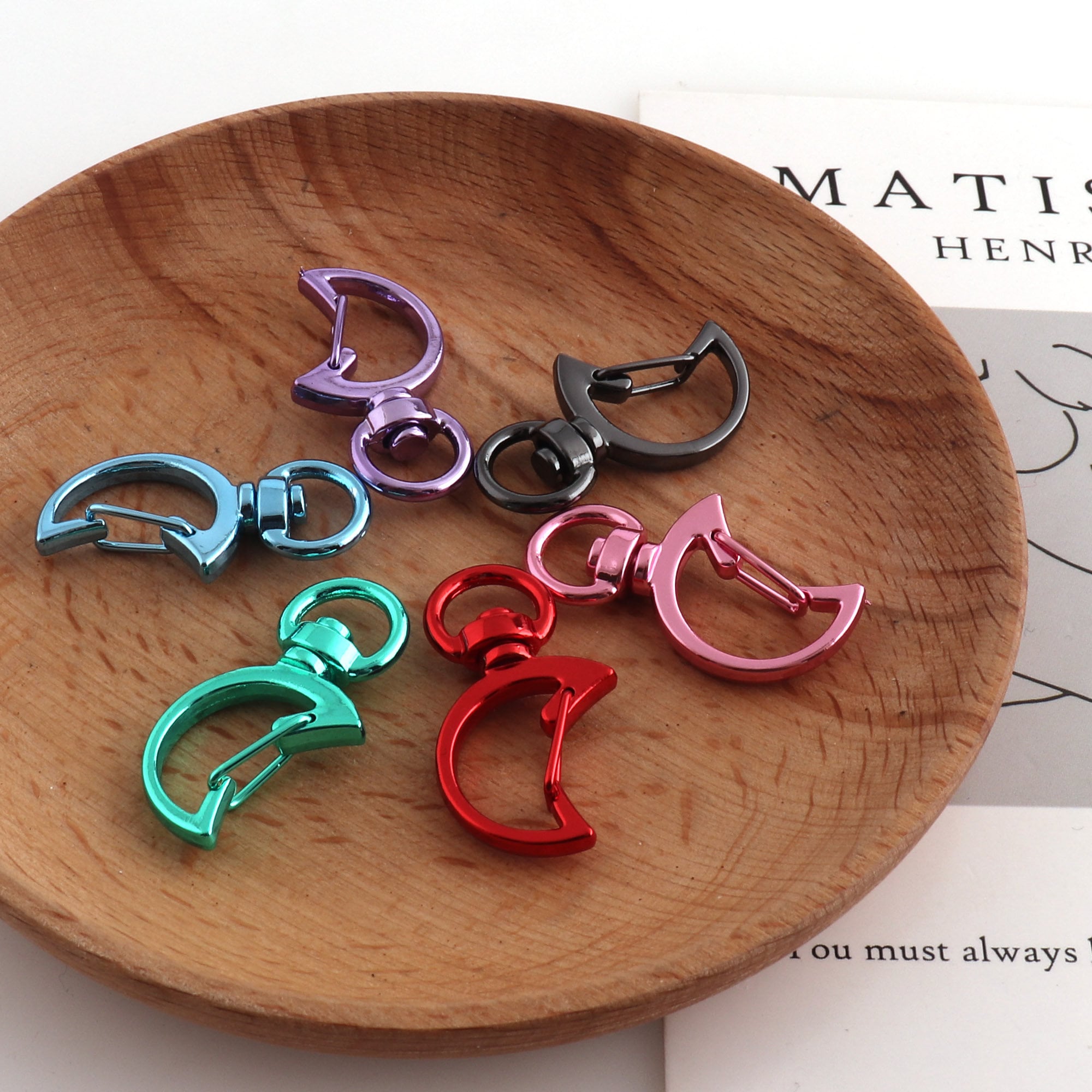 Moon Shape Swive Alloy Snap Clasp Charm Keychain Keyring Swivel