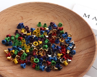 Borchie con occhielli in ottone color metallo, 4 mm per scarpe artigianali in pelle, decorazioni per vestiti in tela, occhielli per borse fai da te, occhielli rotondi