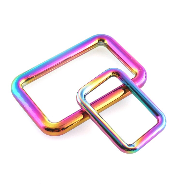 Adjustable Belt Buckle rainbow/silver metal buckle 25-40MM Zinc alloy Rectangle Purse clasp Buckle Loop Slide Buckle Purse Craft Accessories image 3