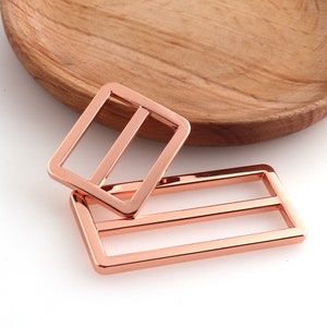 Rose gold metal Strap Slider Garment Buckle Luggage Buckle Webbing Buckle Lanyards for Backpack Bag Webbing garment sewing