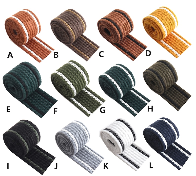 1 1/2 inch Cotton Webbing Colorful Canvas Webbing for Backpacks straps bag strap Dog collar webbing key fobs Purse Straps Belting image 1