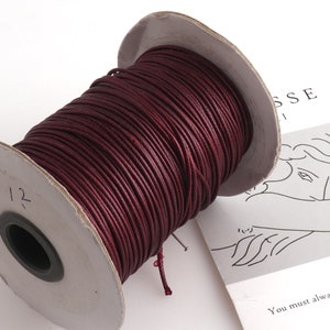 1.5 mm Wine Dark Red Color Wax cord,for beading cord/bracelet/necklace cord,twist rope,jewelry accessories