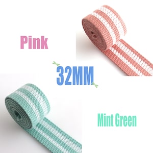 Candy colors webbing,Canvas stripe webbing 32mm wide Various colors Dog collar Webbing Strap,Key Fobs Strap Webbing Bag strap By the yard