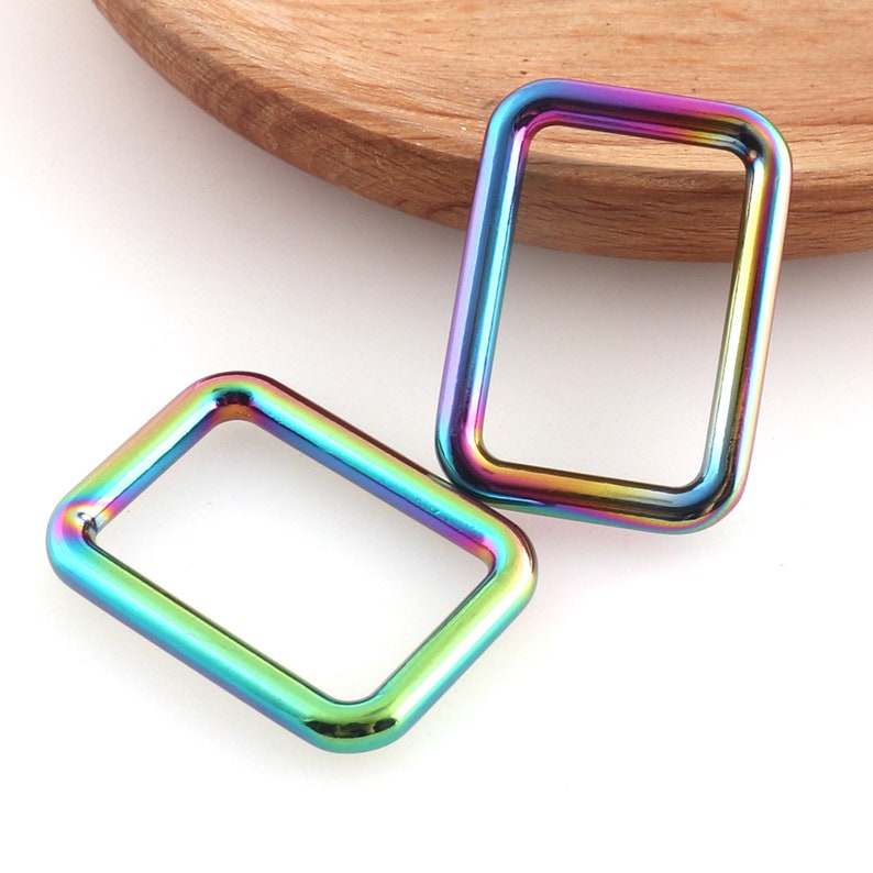 Adjustable Belt Buckle rainbow/silver metal buckle 25-40MM Zinc alloy Rectangle Purse clasp Buckle Loop Slide Buckle Purse Craft Accessories image 5