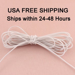 1.5 mm white stretch elastic cord, 1/16 inch  elastic beads cord,round elastic Draw cord diy handmade mask accessories