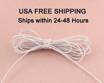 1.5 mm white stretch elastic cord, 1/16 inch  elastic beads cord,round elastic Draw cord diy handmade mask accessories