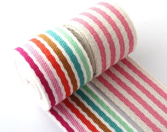 Pink Stripe Cotton Webbing Rainbow color 38MM Webbing Belt Dog Collar Webbing Bag Strap Garment Textile Sewing Accessories 3yards