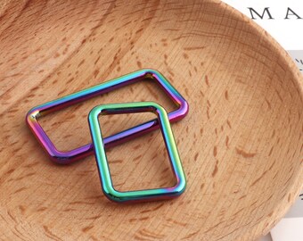 Klamra prostokątna, klamra tęczowa, klamra prostokątna, pierścień, pierścień do paska, pierścień do torebki, torby, paska, plecaka, akcesoria parciane 6 szt.