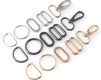 25mm Metal Buckle Adjust D Ring O ring Clasp Snap hook Strap Buckle Purse Hardware for Backpack Bag Webbing garment sewing Collar Leash 1set
