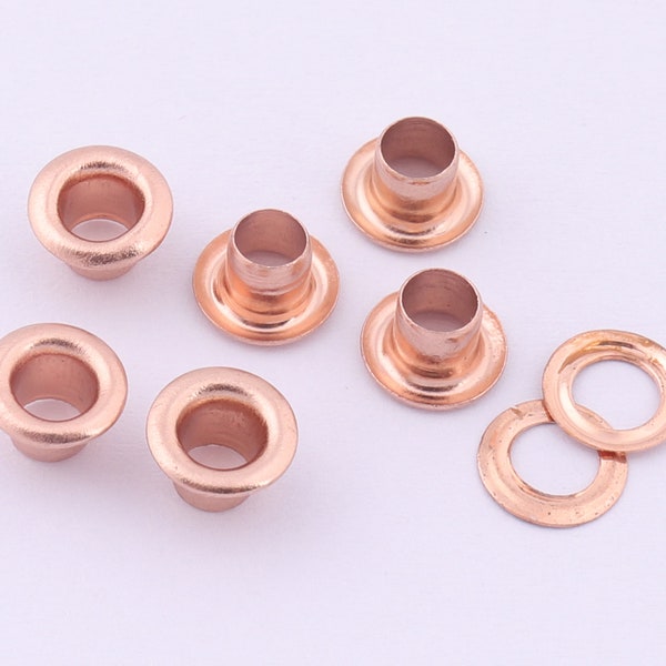 100/200 pcs Eyelet Grommets,rose gold 4 mm metal Rivets For Leather craft/Shoes/Canvas Clothes Making Supply Metal Eyelets