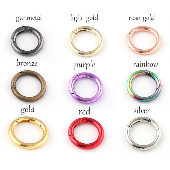 Metal O-Rings 28*20mm colorful metal Alloy Spring Ring Openable Ring Round Circle Clip Buckles spring clasp hook For bag diy 10pcs
