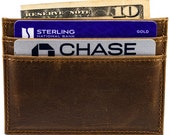 Leather Card Holder, Personalized Minimalist Wallet, Front Pocket Wallet, Distressed Cowhide Leather, Slim RFID Card Case, Personalized Gift