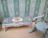 Dollhouse miniature victorian furniture in twelfth scale or 1 12 scale. handpainted coffee table .Antique dollhouse.french decor.