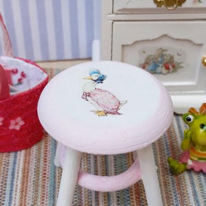 Dollhouse Peter Rabbit 1:12 scale. Miniature dollhouse stool,chair.mini furniture.Beatrix Potter. Dollhouse mini bench.Dollhouse nursery.