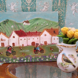 Miniature painting 1:12 scale. Dollhouse picture. Landscape painting. Wall hanging. . Handmade.landscape painting. Oil painting