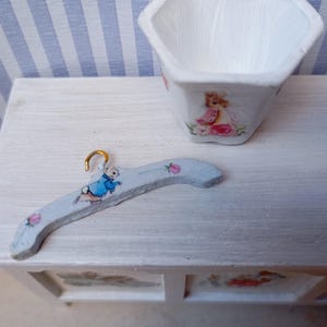 1:12 Dollhouse Peter Rabbit hanger. miniature peter rabbit for dollhouse. Hand Painted Dollhouse nursery Accessories.Boutique.