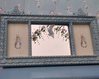 Hand painted furniture.peter rabbit dollhouse miniature. Peter Rabbit mirror . Dollhouse miniatures 1.12 scale.