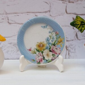 Miniature dollhouse plate 1:12 scale. Dollhouse  plate with flowers garland Shabby dish.Dollhouse porcelain.Dollhouse   dish