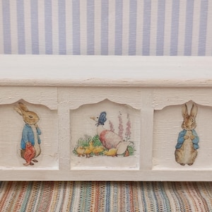 Dolls house 12 th scale Peter Rabbit and friends small chest/ trunk/ Beatrix Potter miniart/dollhouse chest/ dollhouse nursery furniture