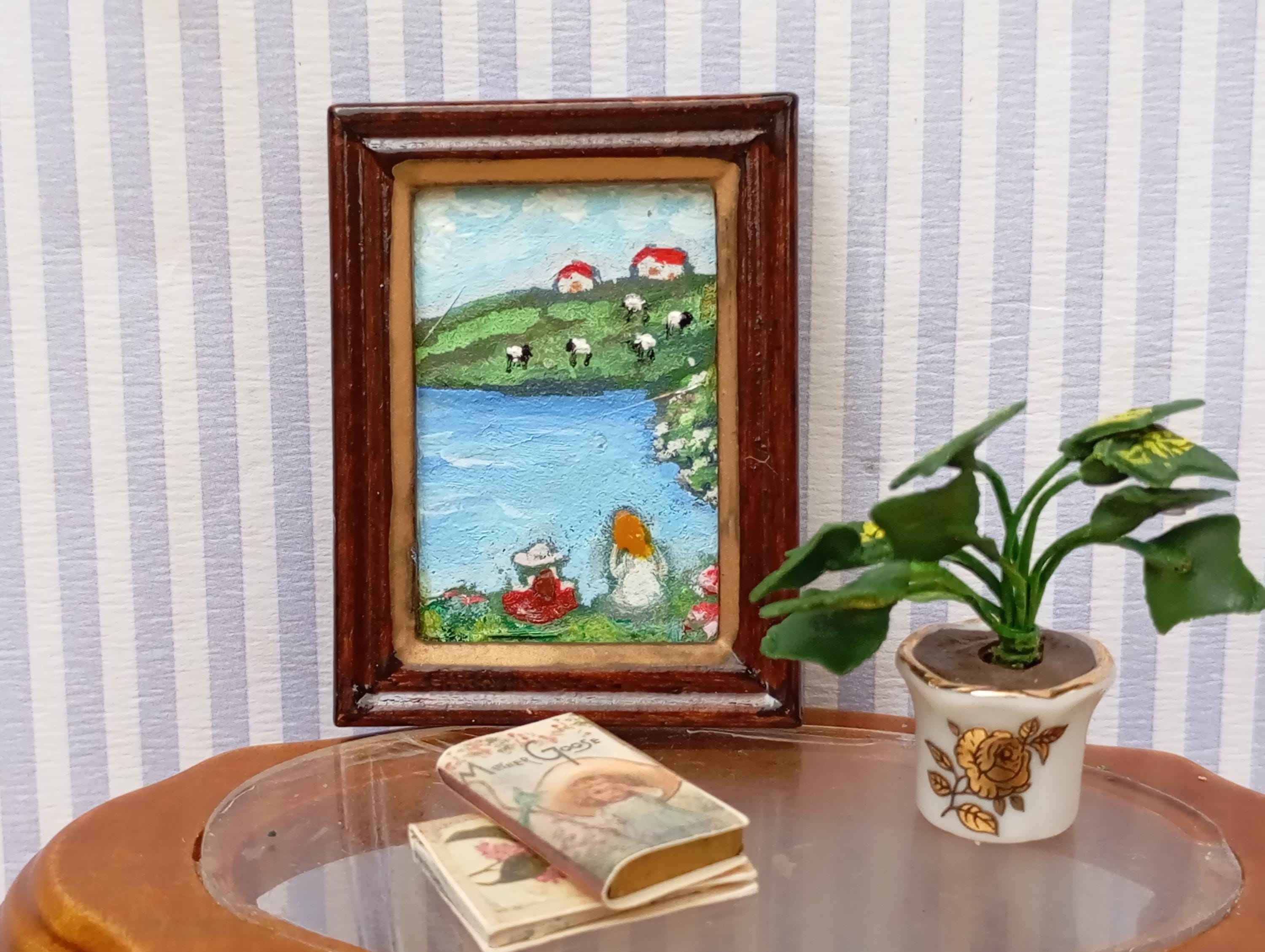 Dipinto In Miniatura In Scala 1:12. Quadro Di Una Casa Delle Bambole. Dipinto Di Paesaggio. Arazzo. Dipinto Di Paesaggio Fatto A Mano. Dipinto A Olio. - Italia - Foto 4