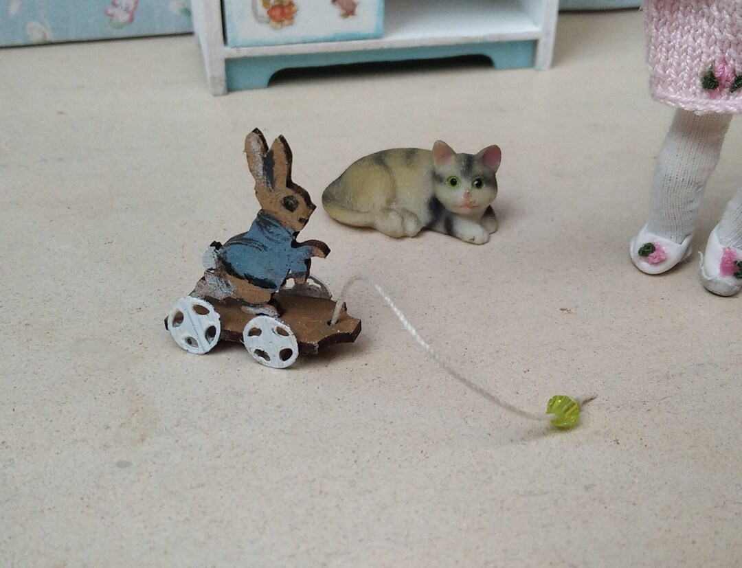 Dolls House 1/12 Th Scale Pull Along Rabbit Toy. Peter Rabbit Toy ...